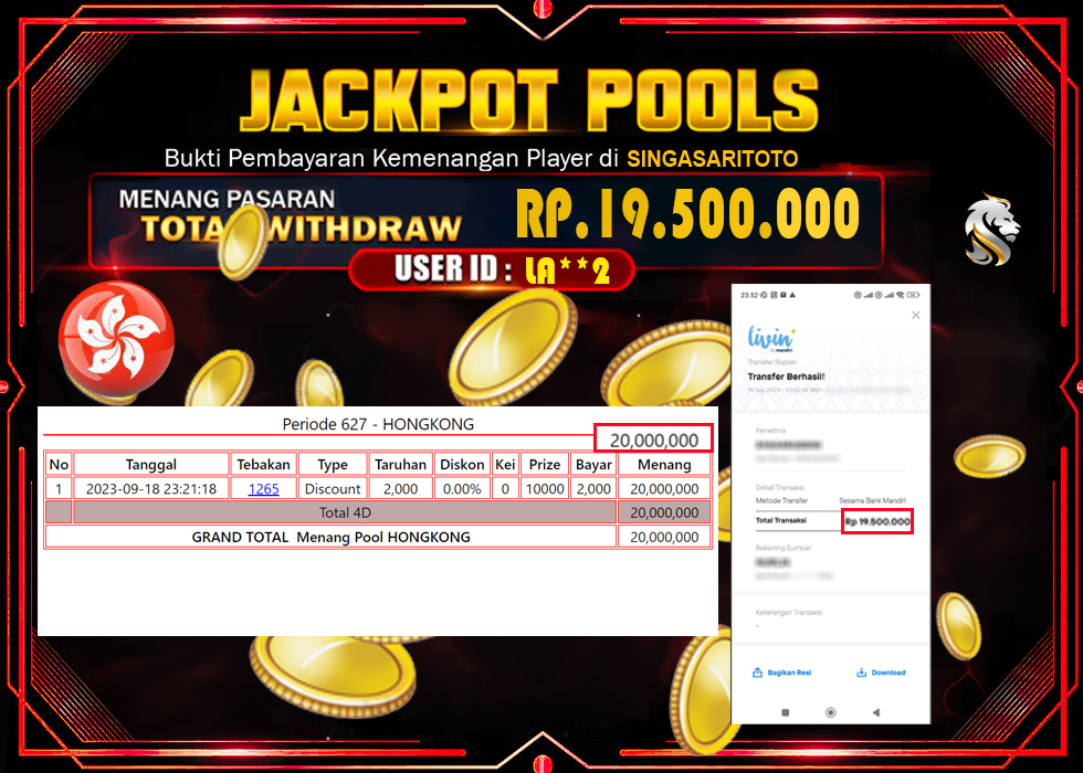 Jackpot Togel Hongkong Rp 19.500.000 – LUNAS