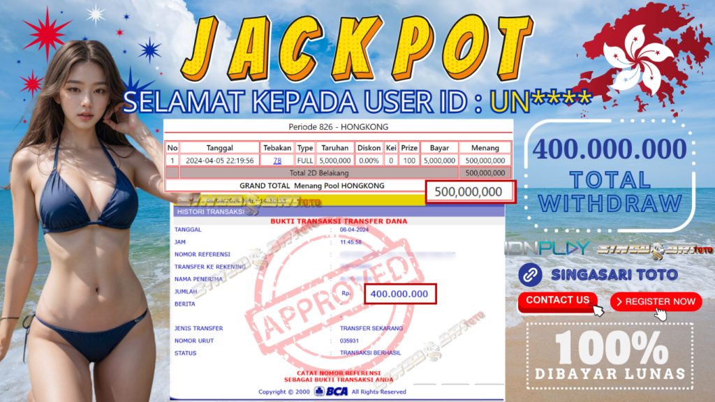 Jackpot Togel Hongkong Rp 400.000.000 – LUNAS