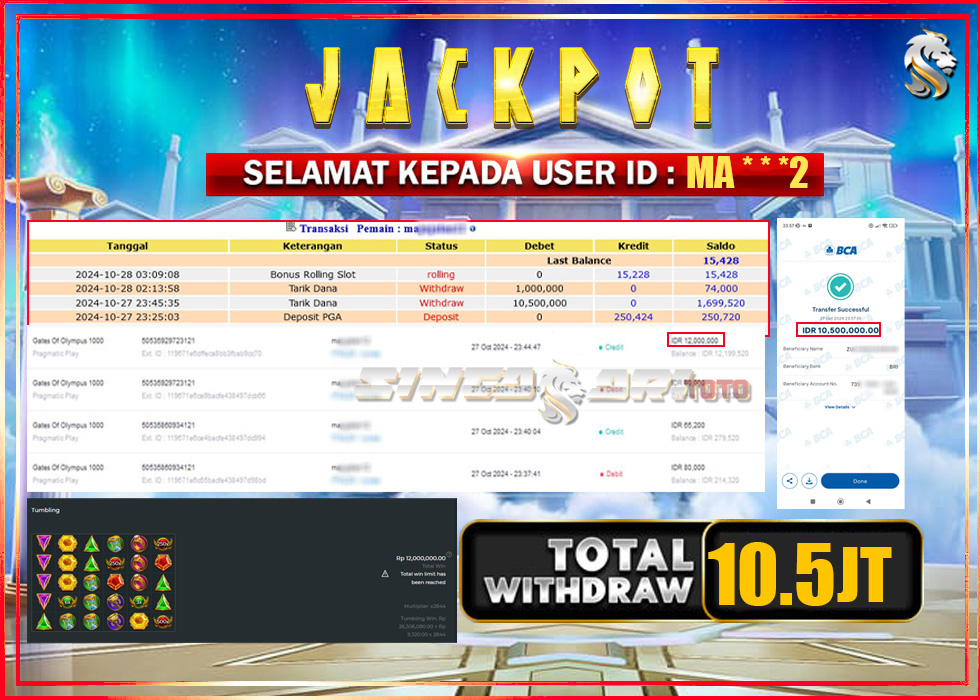 Jackpot Slot Pragmaticplay Gates Of Olympus 1000 Rp 12.000.000 – LUNAS