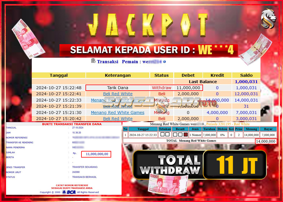 Jackpot Casino Red White Games Rp 14.000.000 – LUNAS