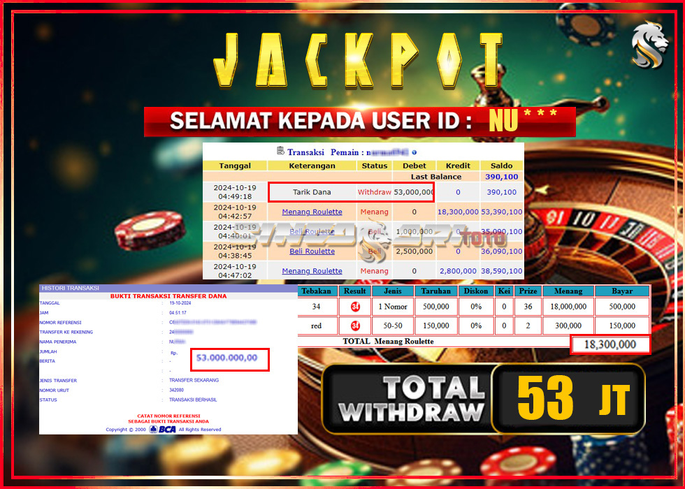 Jackpot Casino Roulette Rp 53.000.000 – LUNAS