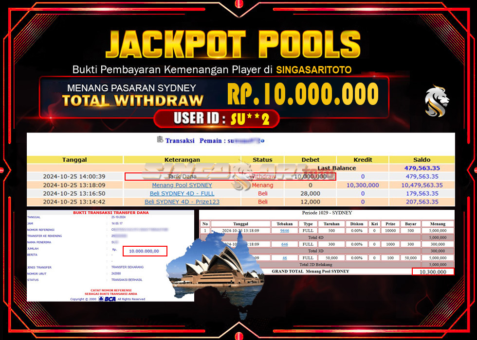 Jackpot Togel Pasaran SYDNEY Rp 10.300.000 – LUNAS