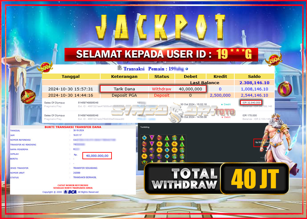 Jackpot Slot Pragmaticplay Gates Of Olympus Rp 32.840.000 – LUNAS